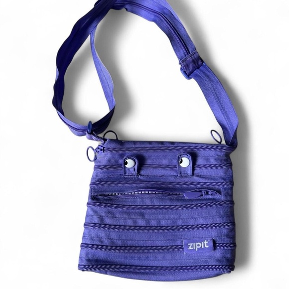 ZIPIT Purple Monster Face Crossbody Bag – Fun & Functional Zipper Purse - Picture 4 of 7